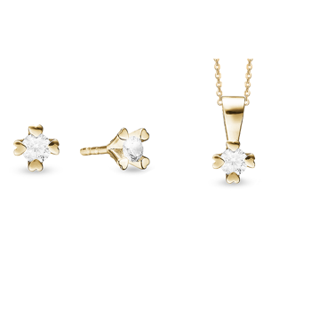 8 kt guld smykkesæt, Mary serien by Aagaard med ialt 0,60 ct labgrown diamanter
